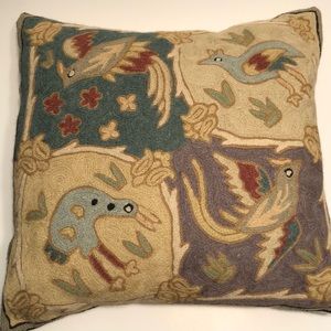 Exotic birds woven 15” throw pillow